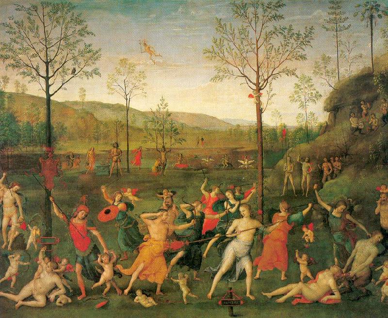 PERUGINO, Pietro The Combat of Love and Chastity oil painting image